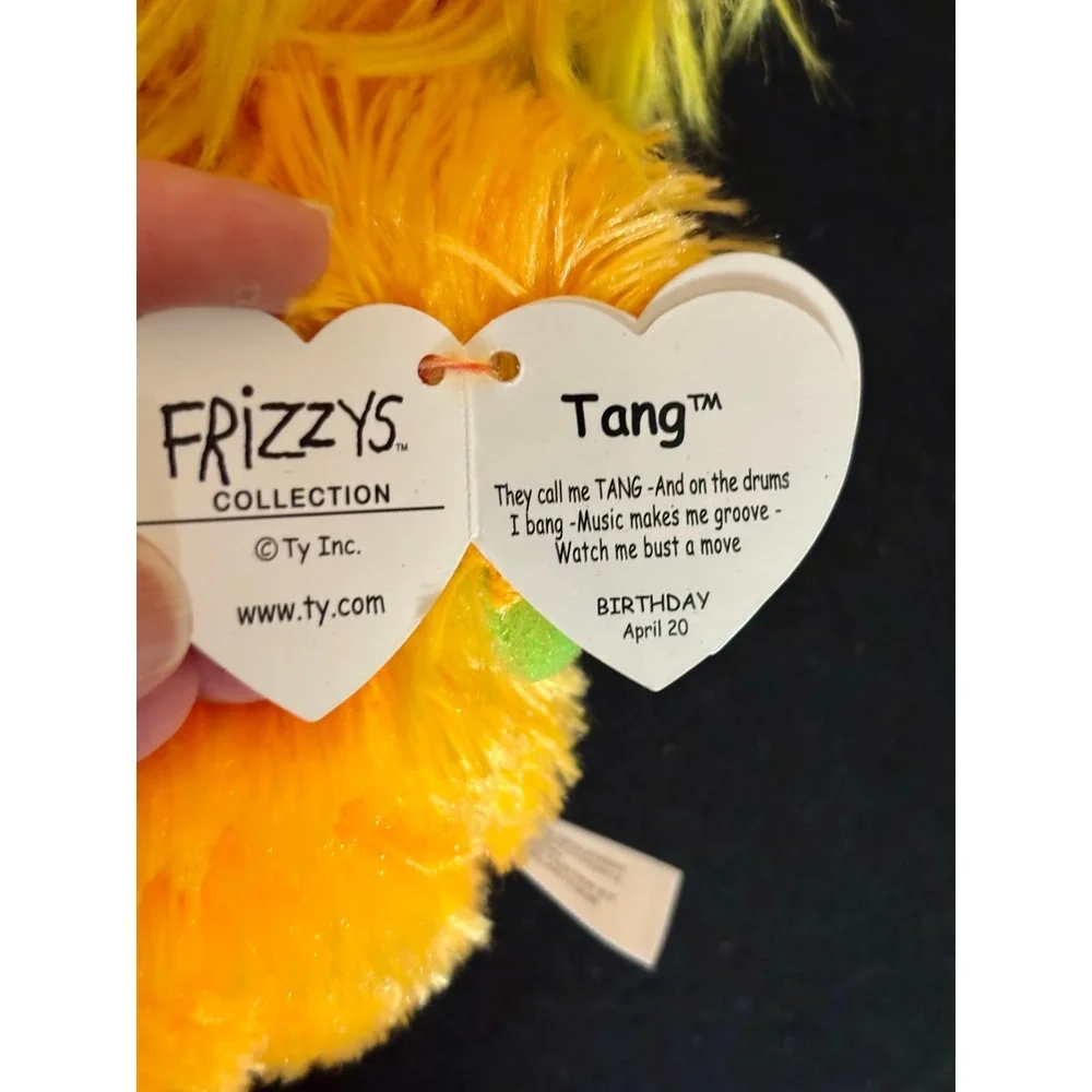 Ty Frizzys Tang Orange Yellow Monster Plush Sparkling Green Eyes 8 Inch NWT